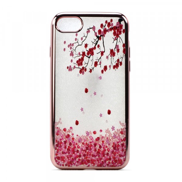 Wholesale iPhone 7 Crystal Clear Rose Gold Design Case (Cherry Blossom)